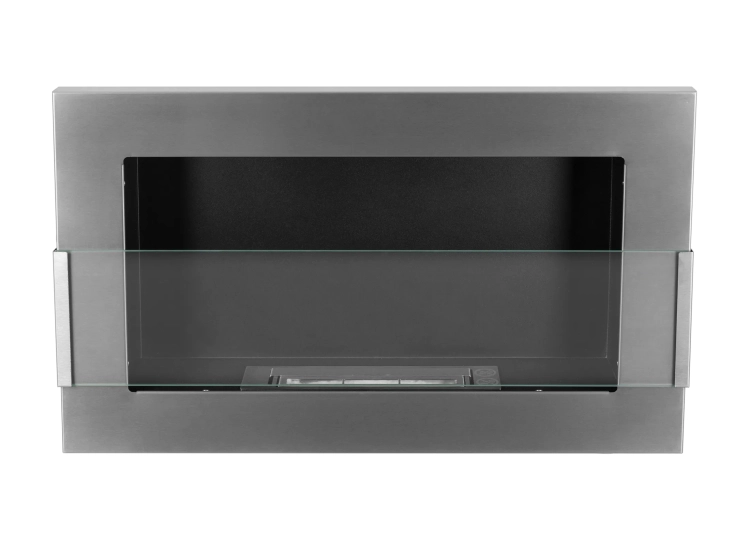 Biofireplace hanging with glass 650x400 inox