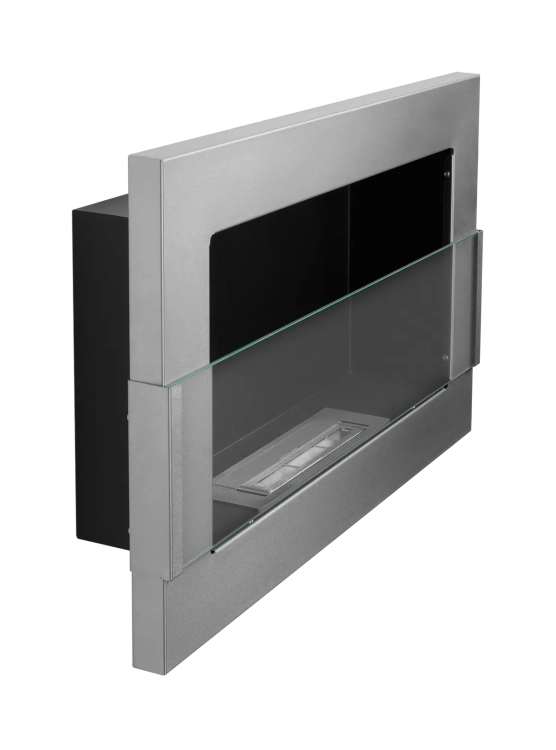 Biofireplace hanging with glass 650x400 inox