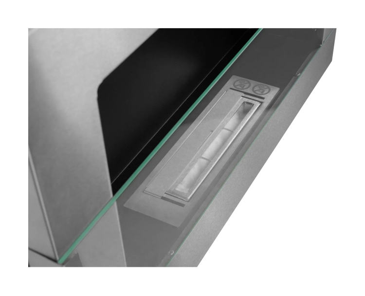 Biofireplace hanging with glass 650x400 inox