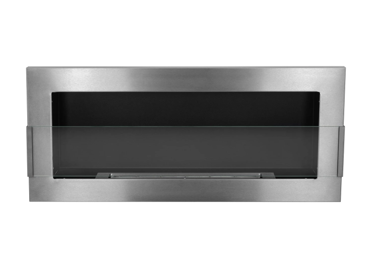 Biofireplace hanging with glass 900x400 inox-silver
