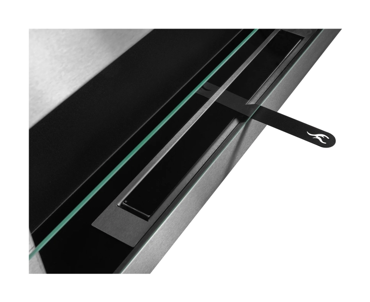 Biofireplace hanging with glass 900x400 inox-silver