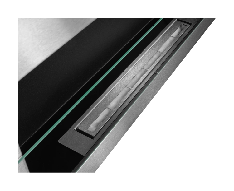 Biofireplace hanging with glass 900x400 inox-silver