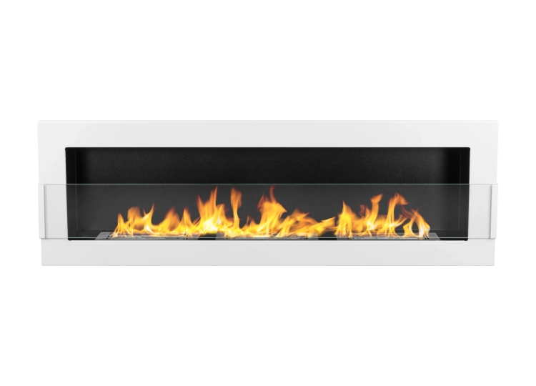 Wall-hung biofireplace 1200x400 white gloss with glass