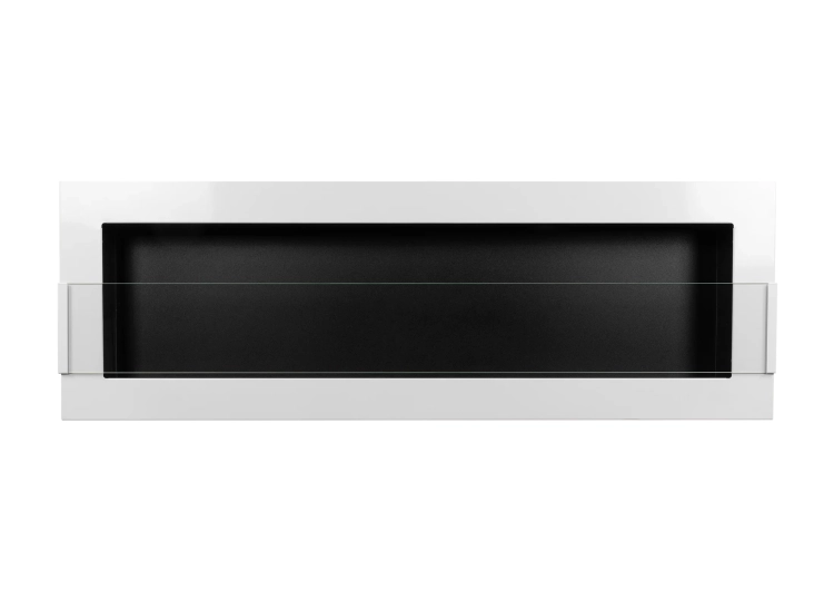 Wall-hung biofireplace 1200x400 white gloss with glass