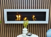 Wall-hung biofireplace 1200x400 white gloss with glass
