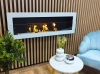 Wall-hung biofireplace 1200x400 white gloss with glass