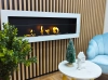 Wall-hung biofireplace 1200x400 white gloss with glass