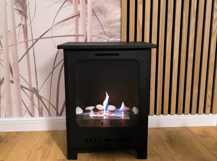 Biofireplace freestanding Koza Mini black matte with glass