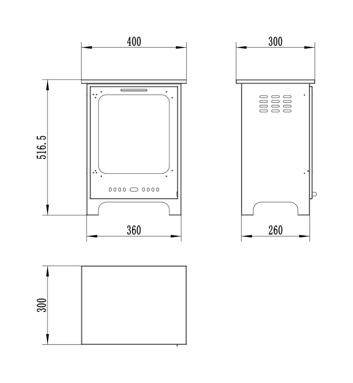 Biofireplace freestanding Koza Mini black matte with glass