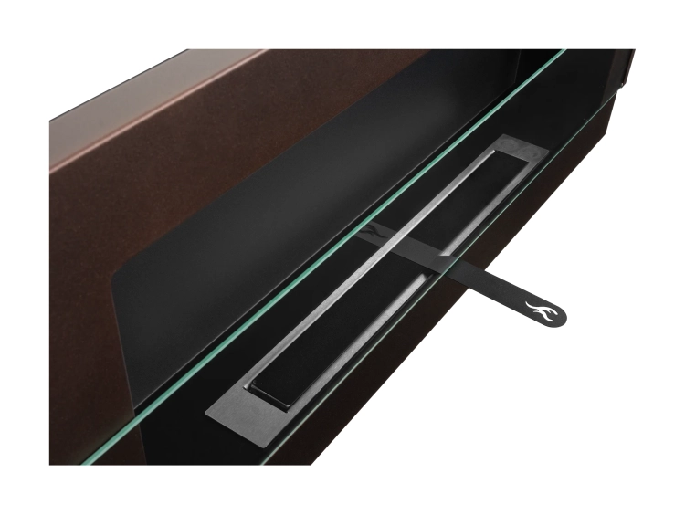 Biofireplace hanging with glass 900x400 brwon