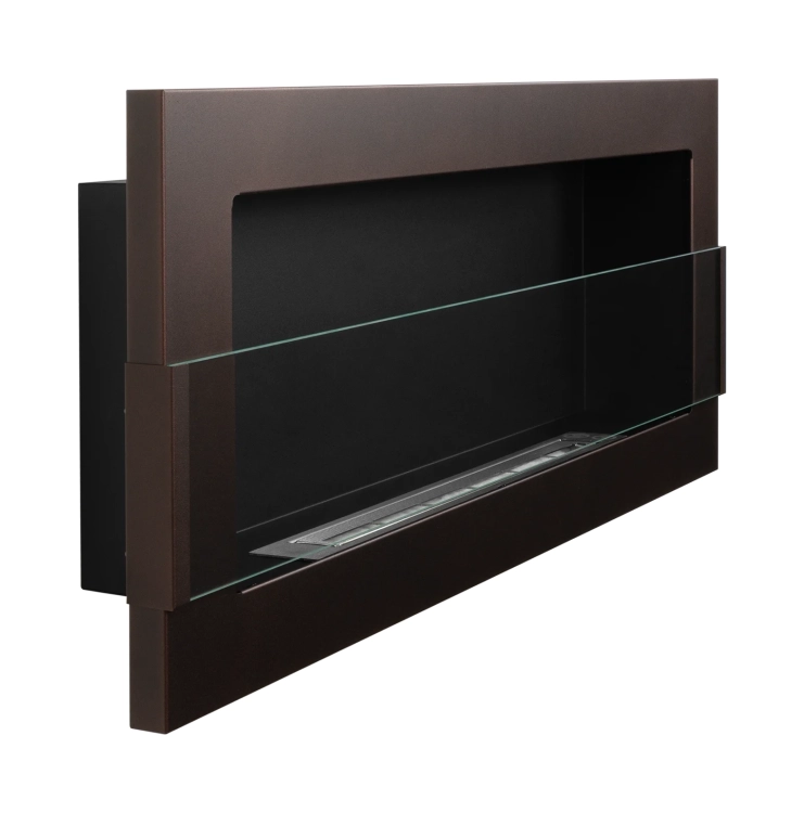 Biofireplace hanging with glass 900x400 brwon