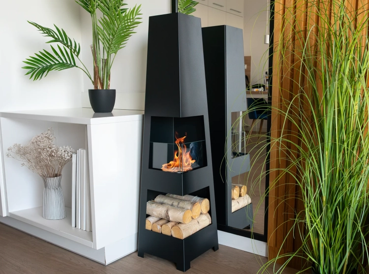 Biofireplace freestanding Pyramid Garden black matte