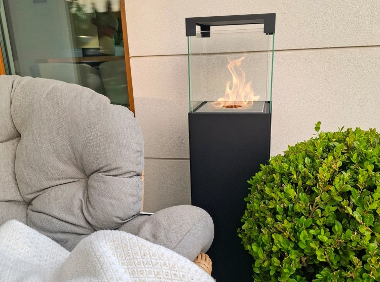 Freestanding biofireplace PATIO black matt