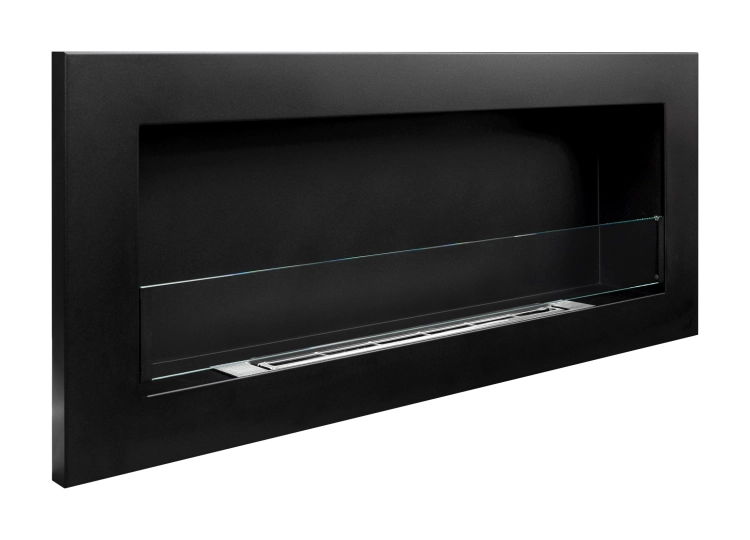 Biofireplace hanging with glass 900x400 Slim black structural matte