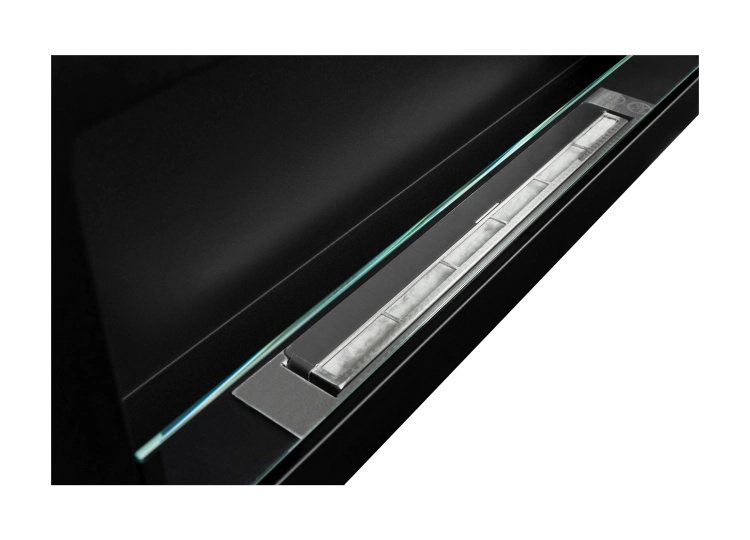 Biofireplace hanging with glass 900x400 Slim black structural matte