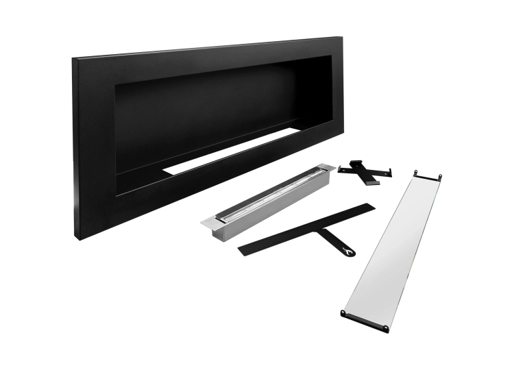 Biofireplace hanging with glass 900x400 Slim black structural matte