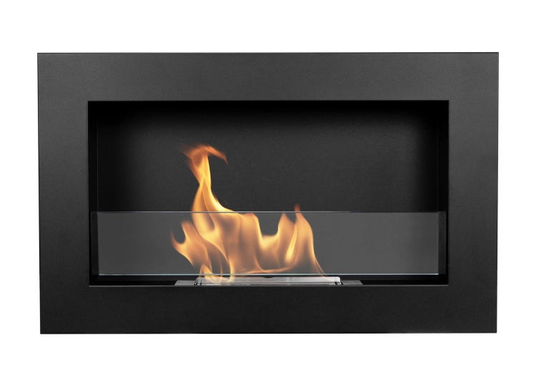 Biofireplace hanging with glass 650x400 Slim black structural matte