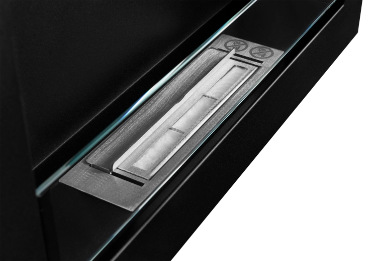Biofireplace hanging with glass 650x400 Slim black structural matte