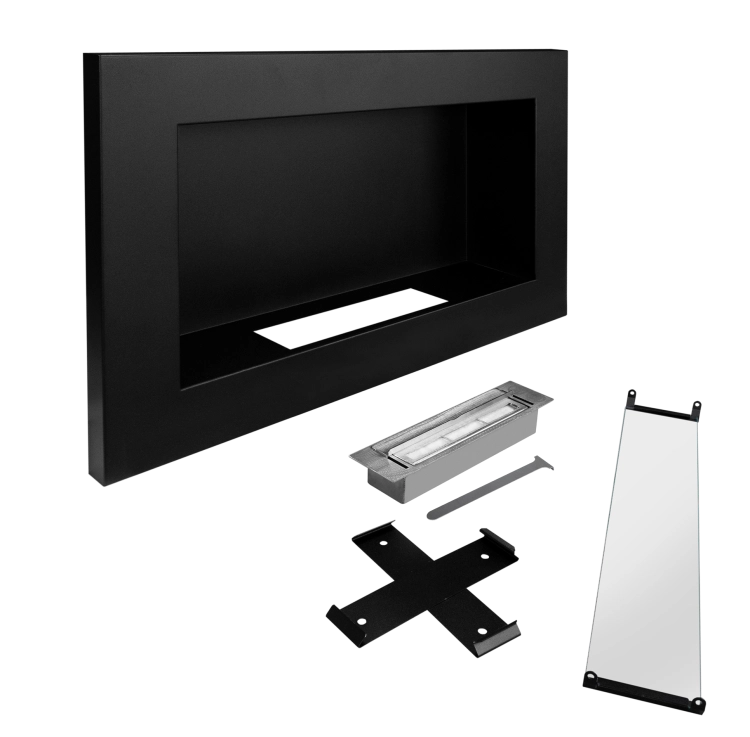 Biofireplace hanging with glass 650x400 Slim black structural matte