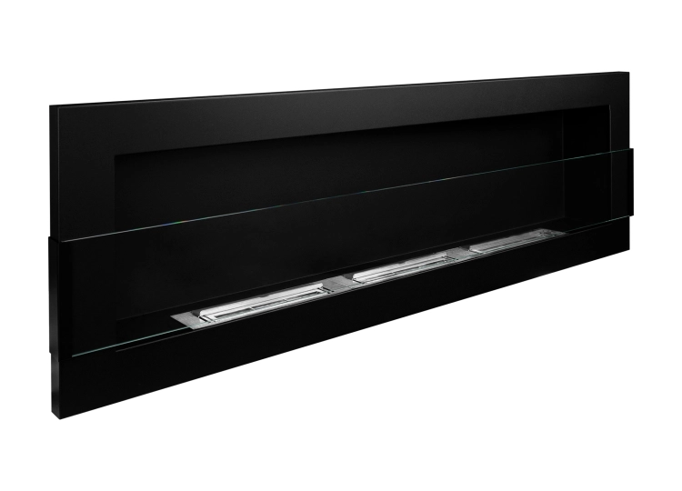 Biofireplace hanging with glass 1200x400 black structural matte