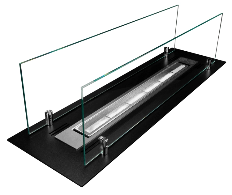 Biofireplace built-in insert 65 cm black matte with glass