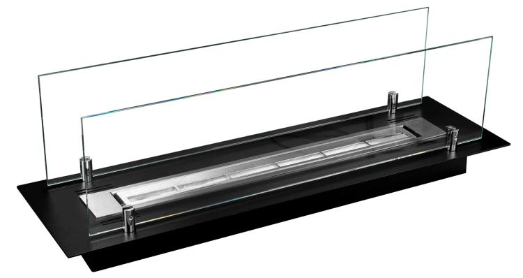 Biofireplace built-in insert 65 cm black matte with glass