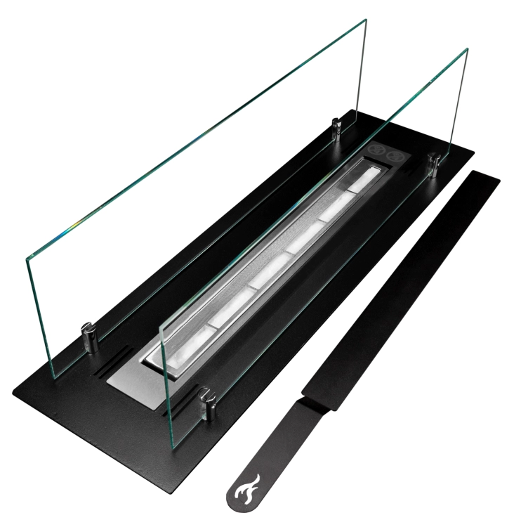 Biofireplace built-in insert 65 cm black matte with glass