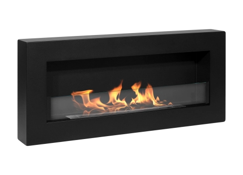Biofireplace hanging with glass 900x400 Box black structural matte