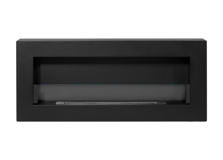 Biofireplace hanging with glass 900x400 Box black structural matte