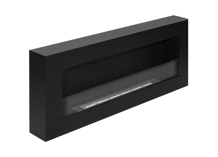 Biofireplace hanging with glass 900x400 Box black structural matte