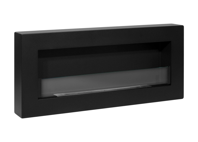 Biofireplace hanging with glass 900x400 Box black structural matte