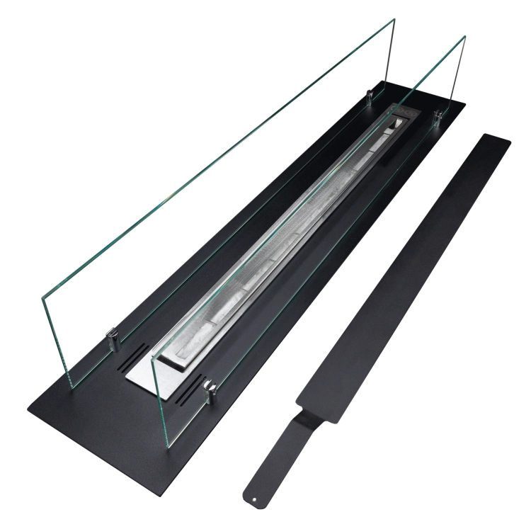 Biofireplace built-in inser 100cm black matte with glass