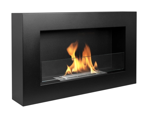Biofireplace hanging with glass 650x400 BOX black structural matte