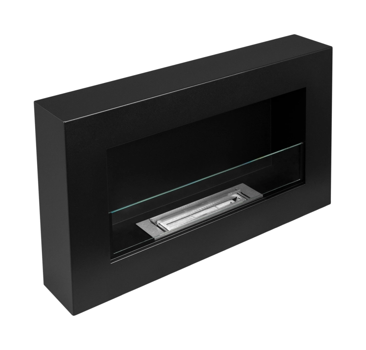 Biofireplace hanging with glass 650x400 BOX black structural matte