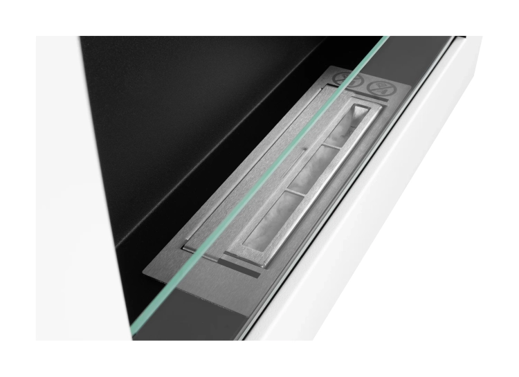 Wall-hung biofireplace with glass 650x400 Box white structured matt