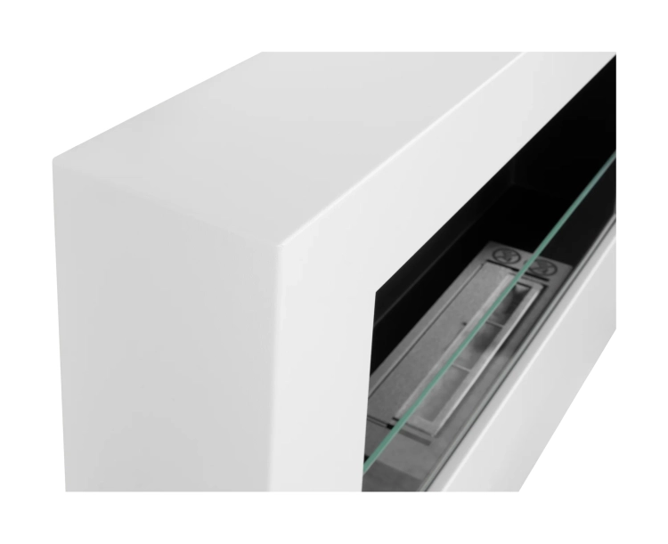Wall-hung biofireplace with glass 650x400 Box white structured matt