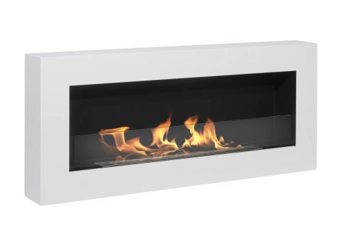 Biofireplace hanging with glass 900x400 Box white structural matte