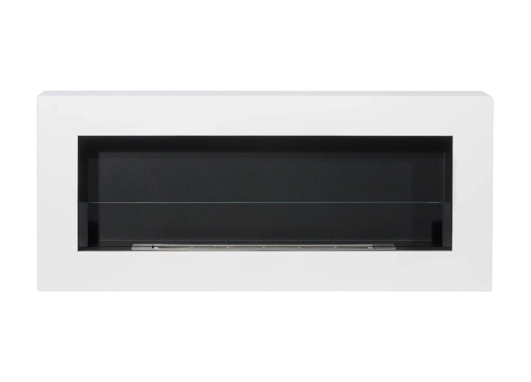 Biofireplace hanging with glass 900x400 Box white structural matte