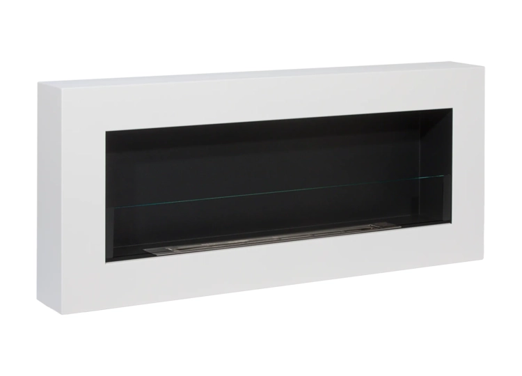 Biofireplace hanging with glass 900x400 Box white structural matte