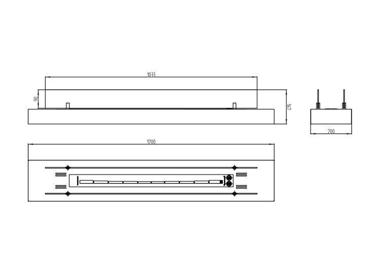 Biofireplace insert 1200mm with glass