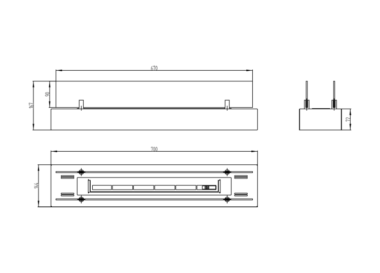 Biofireplace insert 700mm with glass