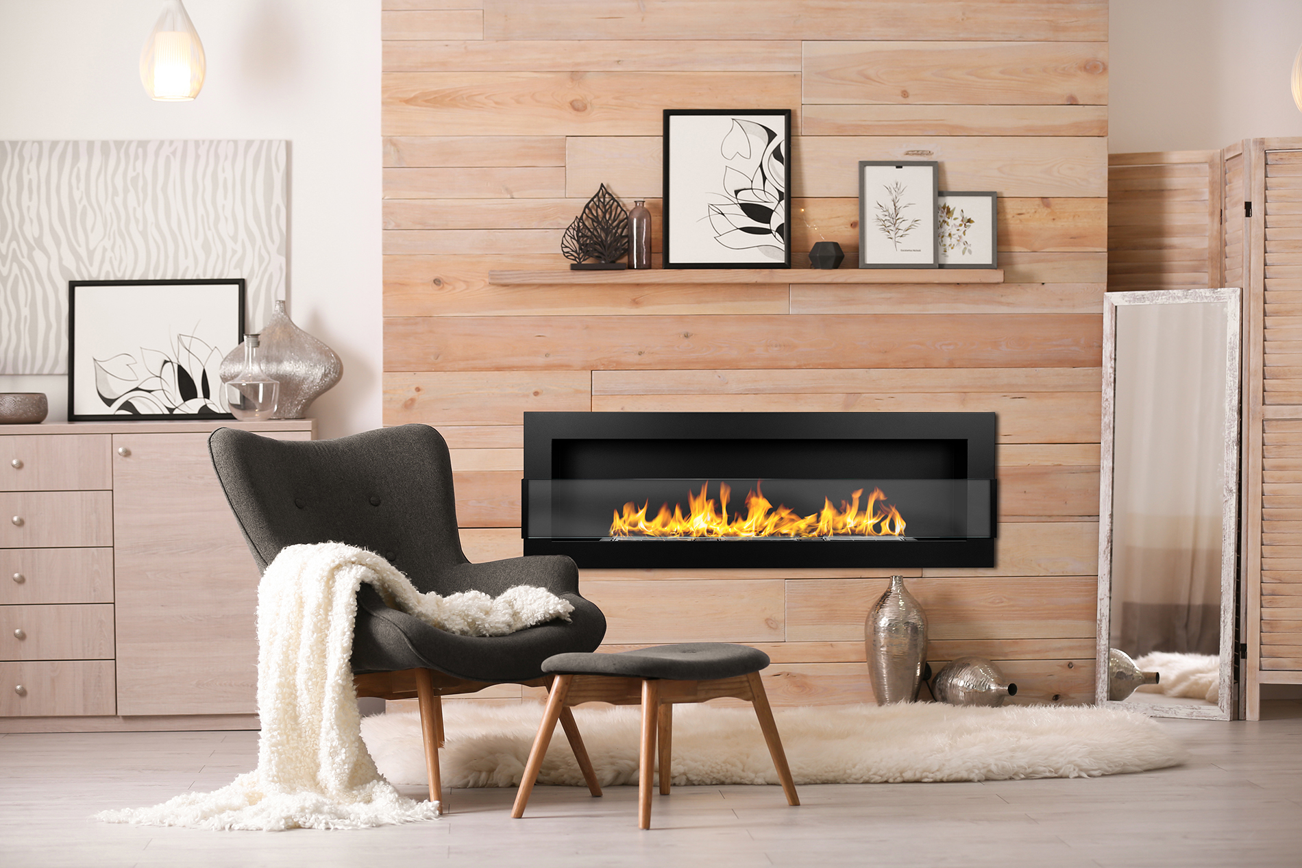 Hanging Bio Fireplace 900x400 Slim with Glass