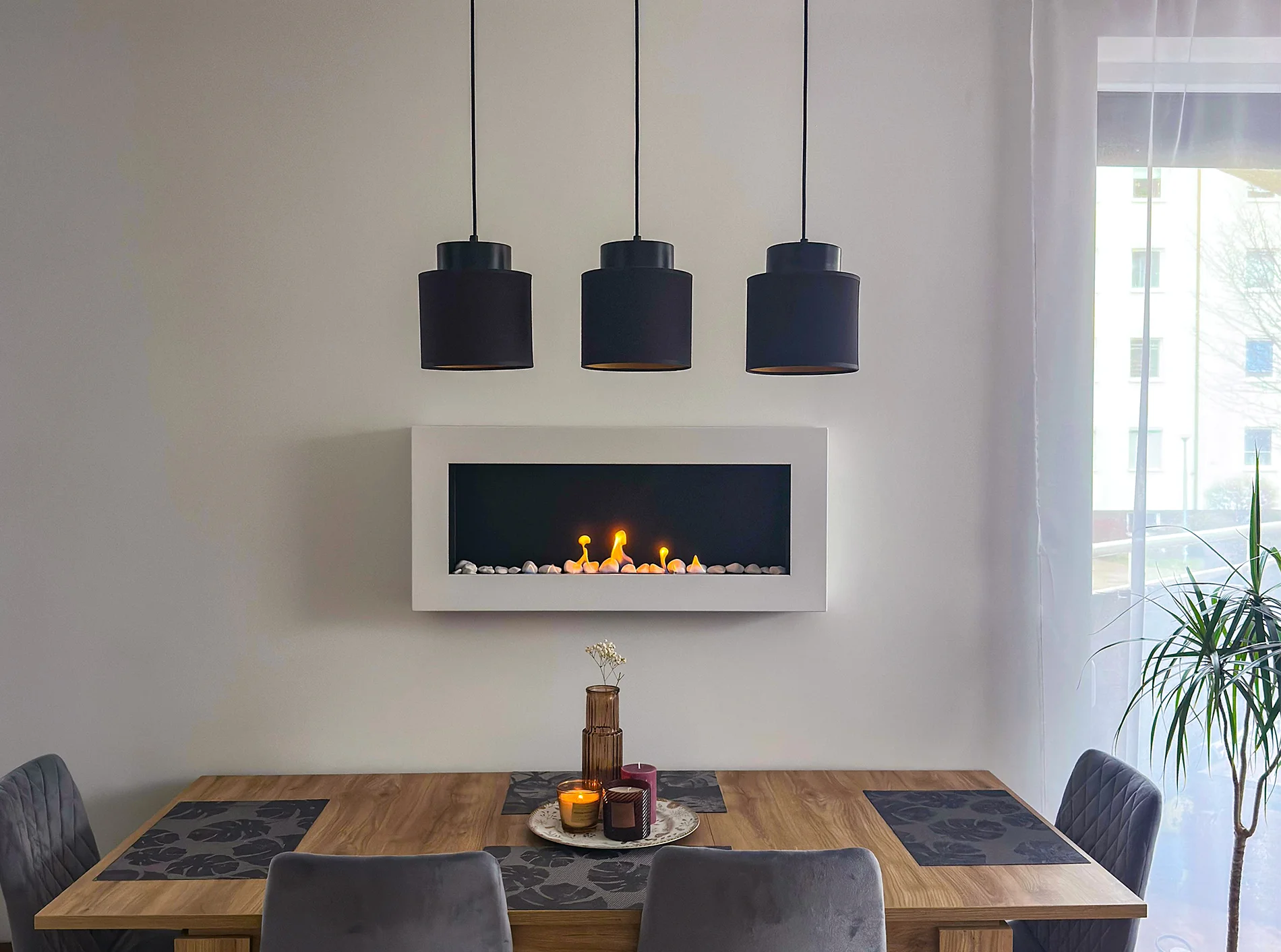 Hanging Bio Fireplace 900x400 Slim with Glass