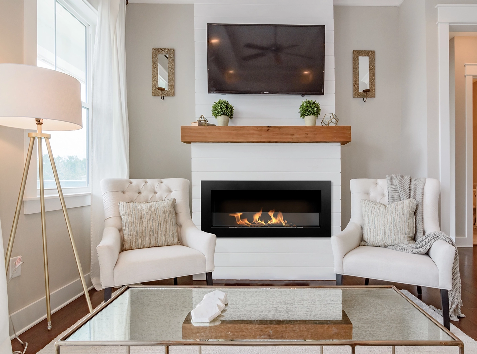 Hanging Bio Fireplace 900x400 Slim with Glass
