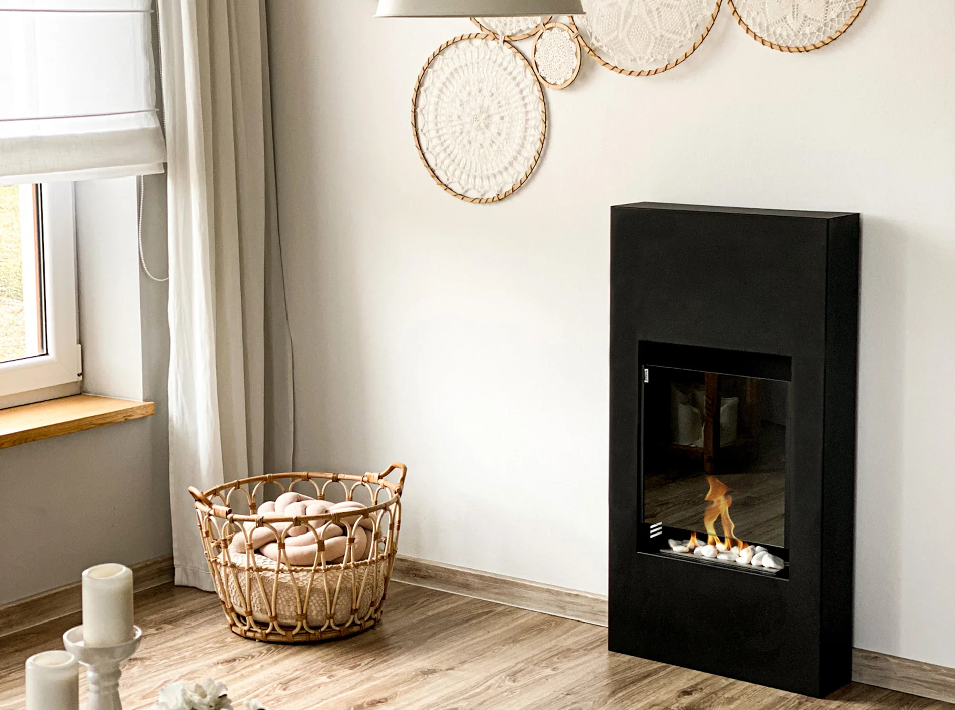 Portal Bio Fireplace Modern Matte White with Glass